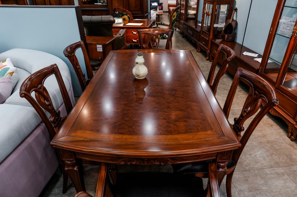 엔틱 원목 6인 식탁세트