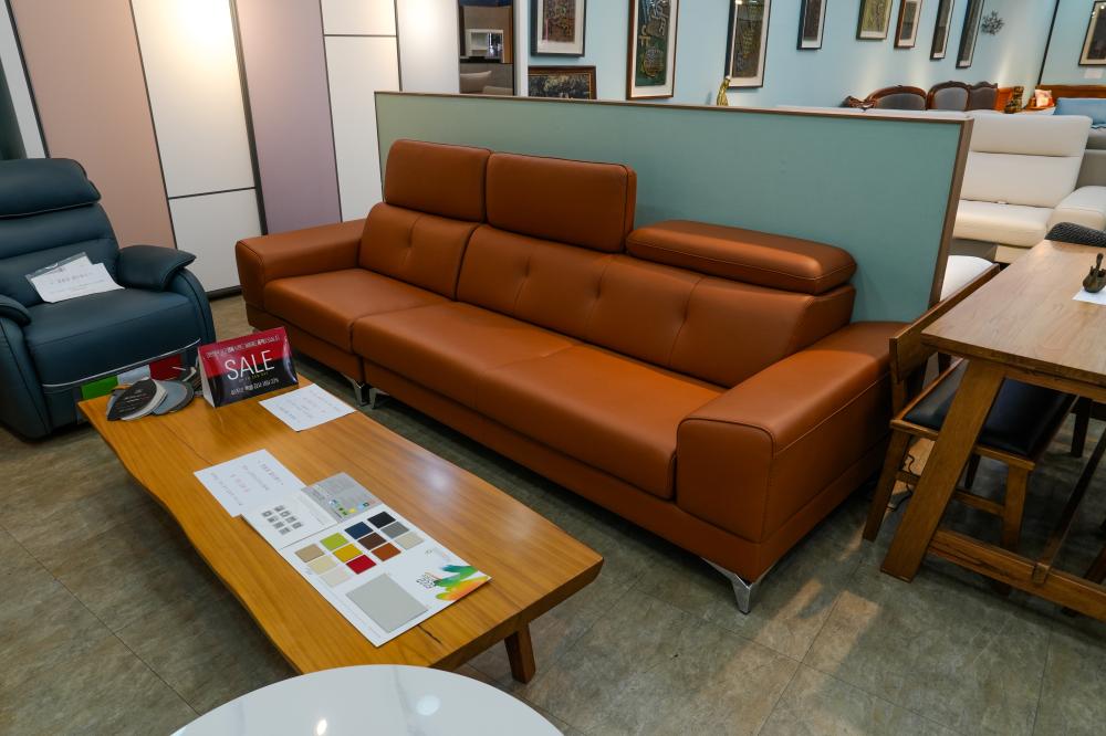 헤드레스트 가죽소파(오렌지)