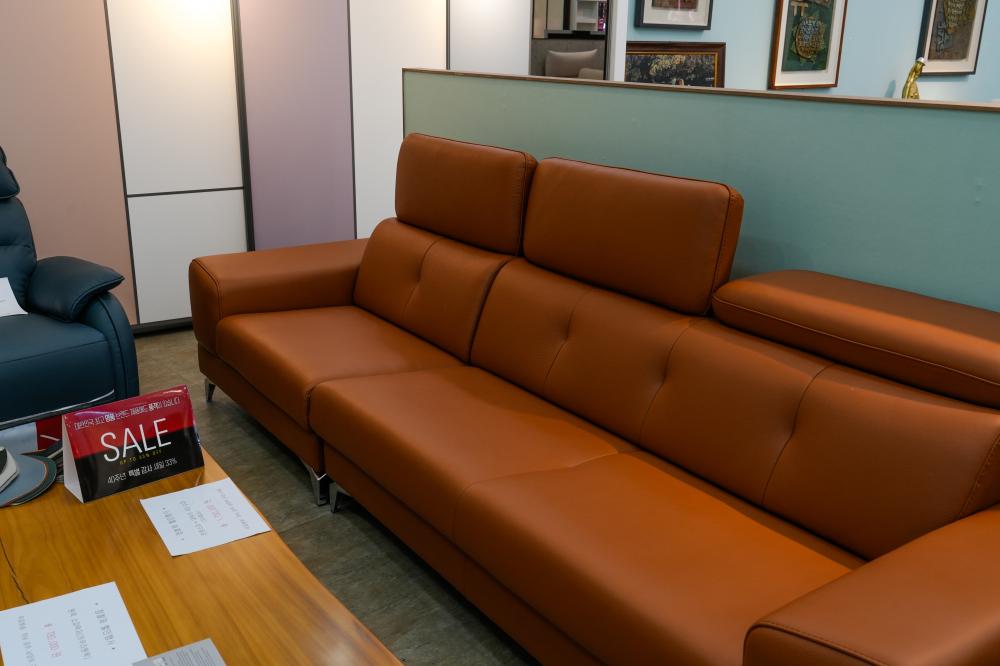 헤드레스트 가죽소파(오렌지)